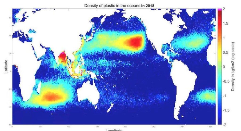Densità della microplastiche negli oceani nel 2018