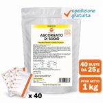 Ascorbato di Sodio - Integratore in polvere in bustine di vitamina C - Utile per l'azione antiossidante - Sostanza pura senza eccipienti