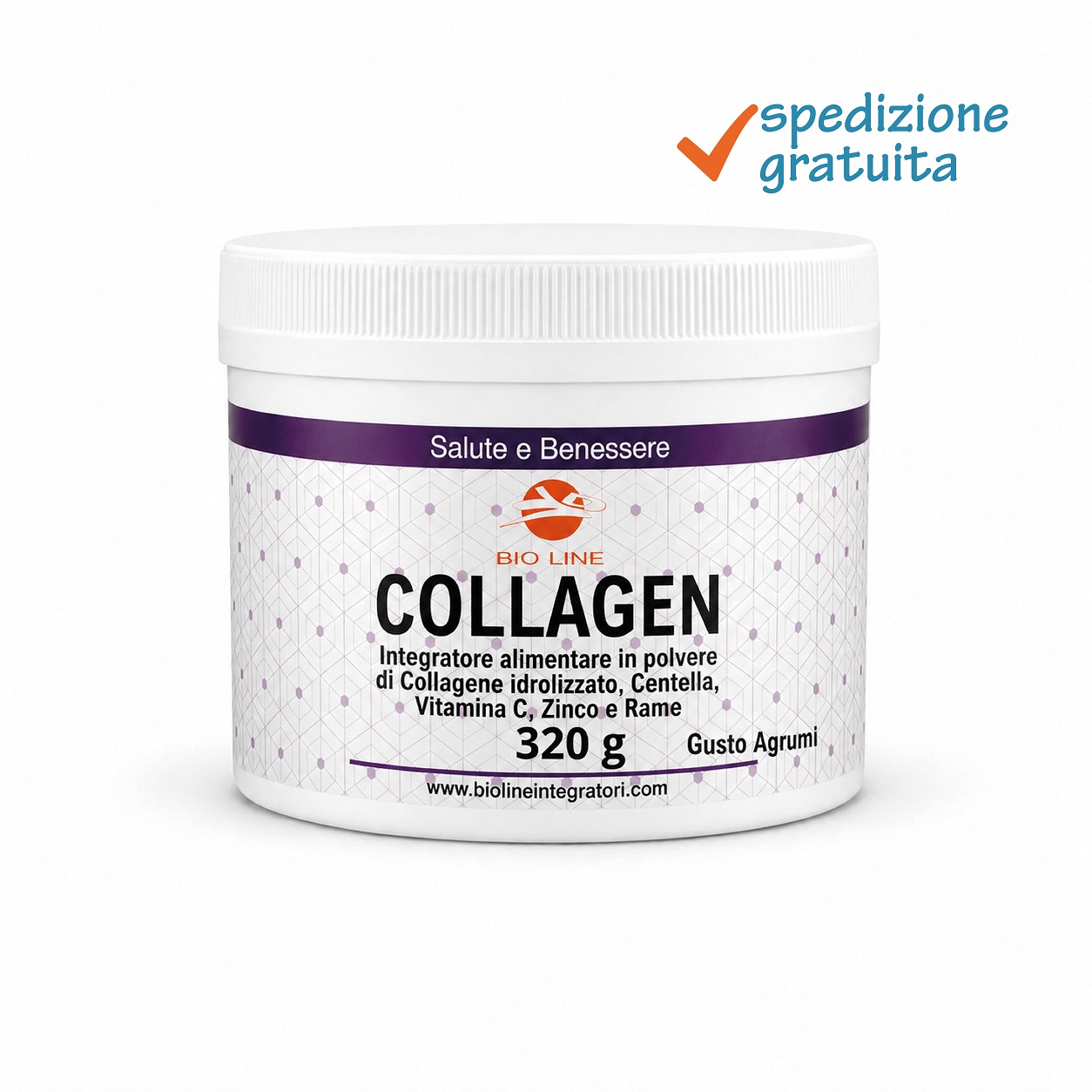 Collagen_320g_sg Collagen - Integratore in polvere di collagene di tipo I PEPTAN® con centella, vitamina C, rame e zinco - immagine 1