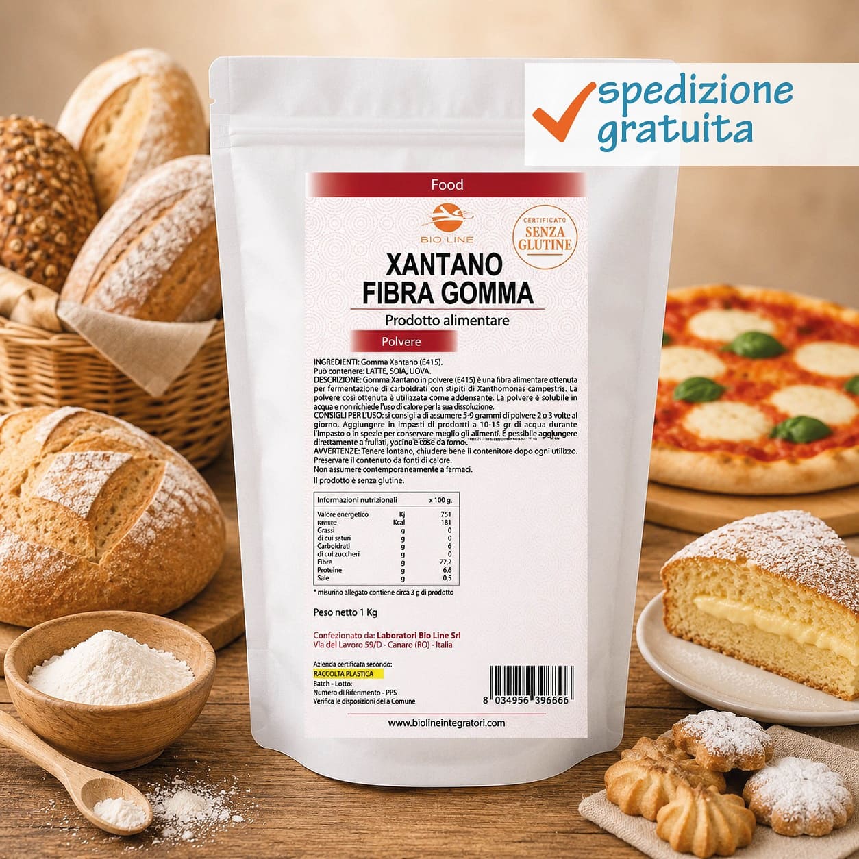 Gomma xantano_1Kg_sg Xantano Gomma - Prodotto alimentare in polvere (E415) - Senza glutine - Sostanza pura senza eccipienti - immagine 1