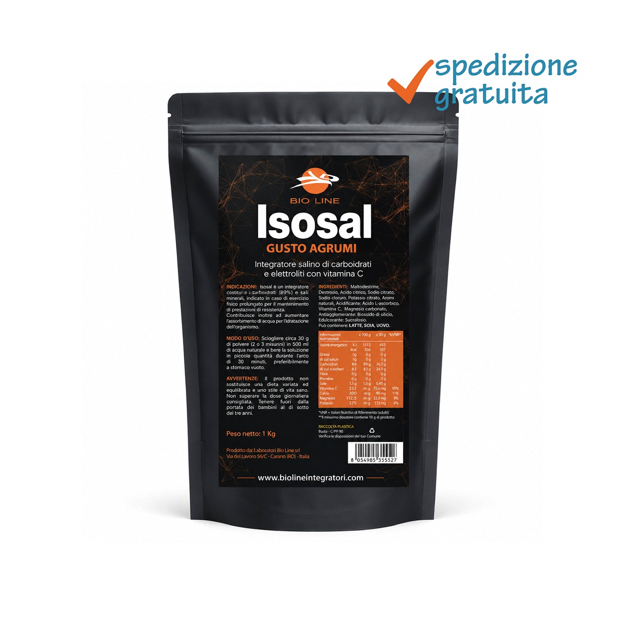 Isosal agrumi_1kg_sg Isosal - Integratore in polvere di carboidrati, minerali e vitamina C - immagine 1