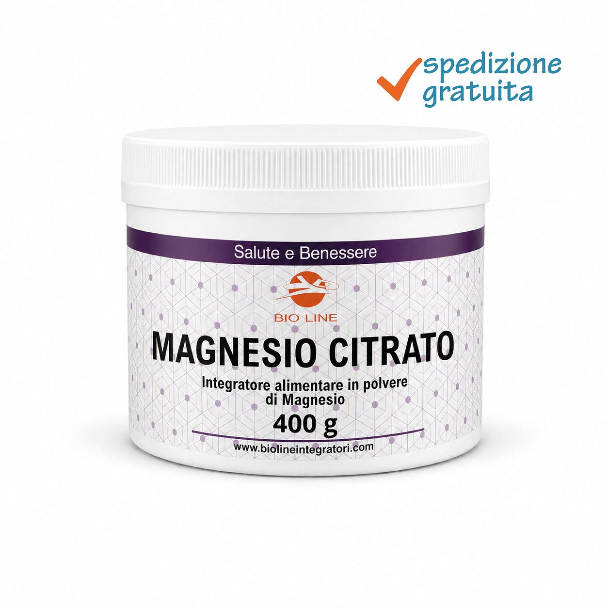 Magnesio citrato_400g_sg Magnesio Citrato - Integratore in polvere di magnesio utile per la funzione muscolare - Sostanza pura senza eccipienti - immagine 1