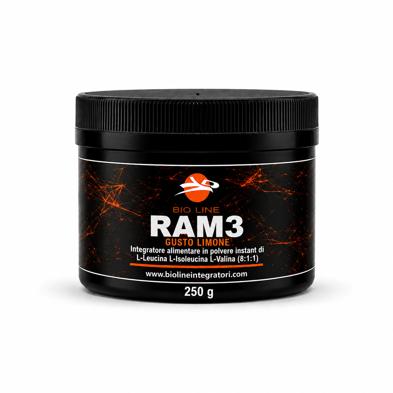 Ram3_811_Limone_250g Ram 3 8:1:1 - Integratore in polvere di aminoacidi ramificati e vitamina B6 - immagine 1
