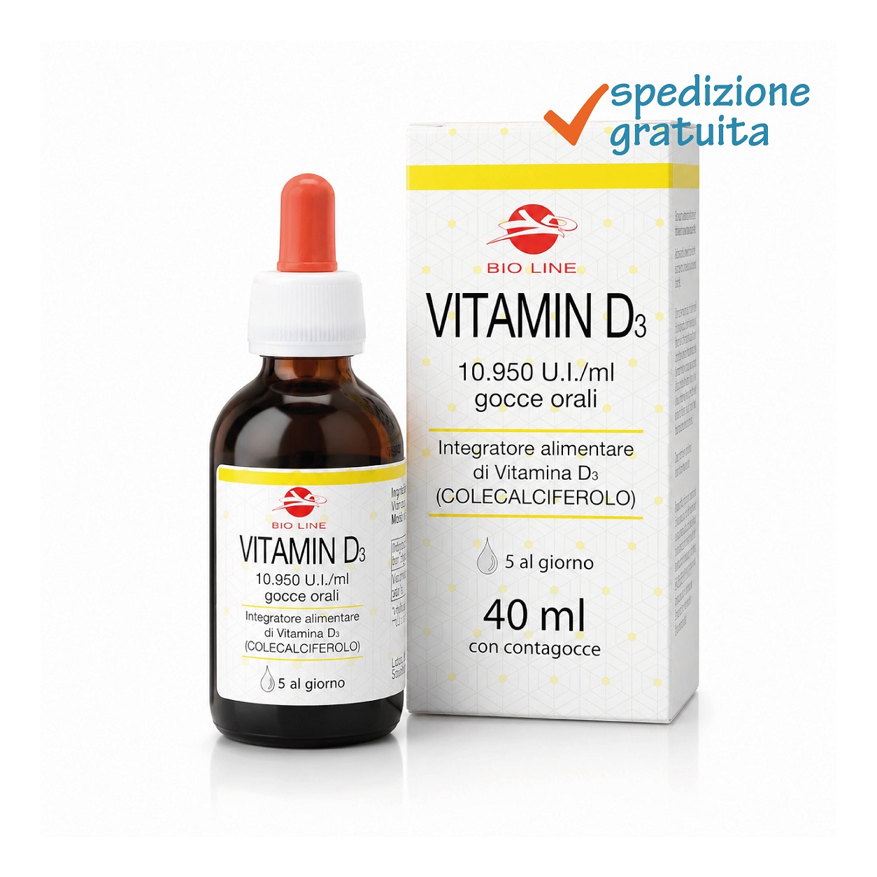Vitamin D3 40 ml_sg Vitamin D3 - Integratore in gocce di vitamina D - Utile per il mantenimento di ossa - immagine 1