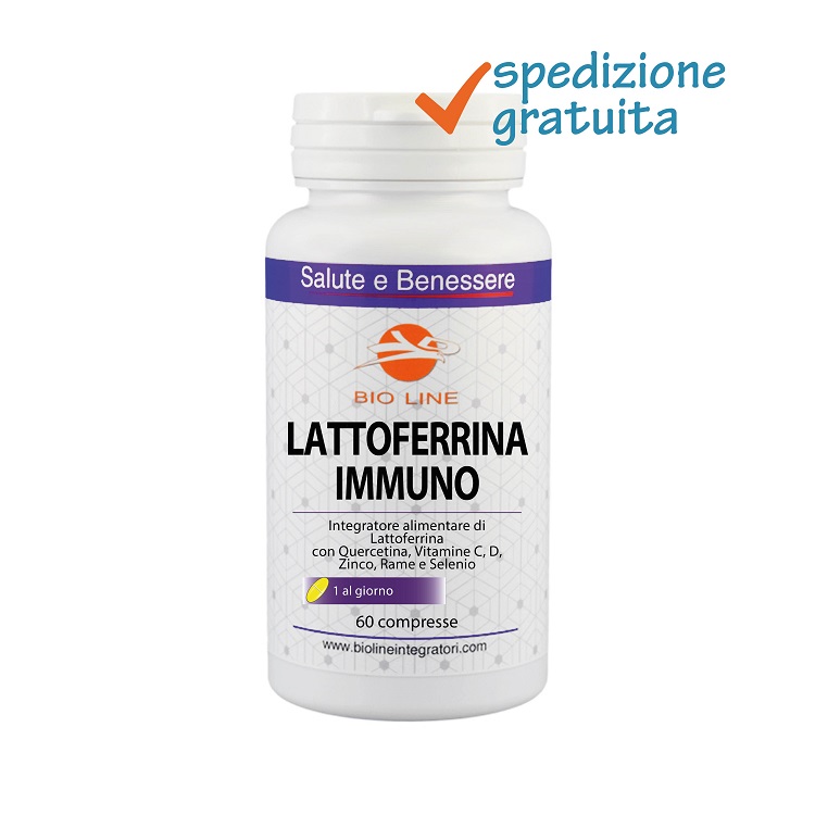 lattoferr.-sped-grat Lattoferrina Immuno - Integratore in compresse di lattoferrina, quercetina, vitamine e minerali - immagine 1