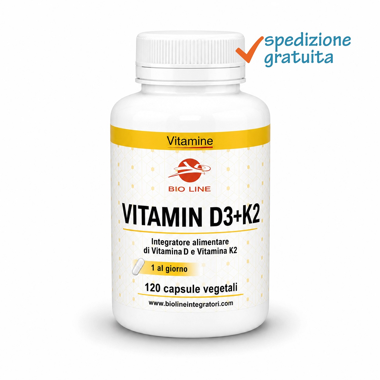 Vitamin d3+k2_120cps_sg Vitamin D3+K2 - Integratore in capsule di vitamina D e vitamina K - Utile per il mantenimento delle ossa - immagine 1