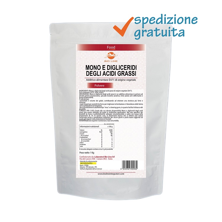 mono e digliceridi 1 Kg sg Mono e digliceridi degli acidi grassi - Prodotto alimentare in polvere (E471) - Sostanza pura senza eccipienti - immagine 1