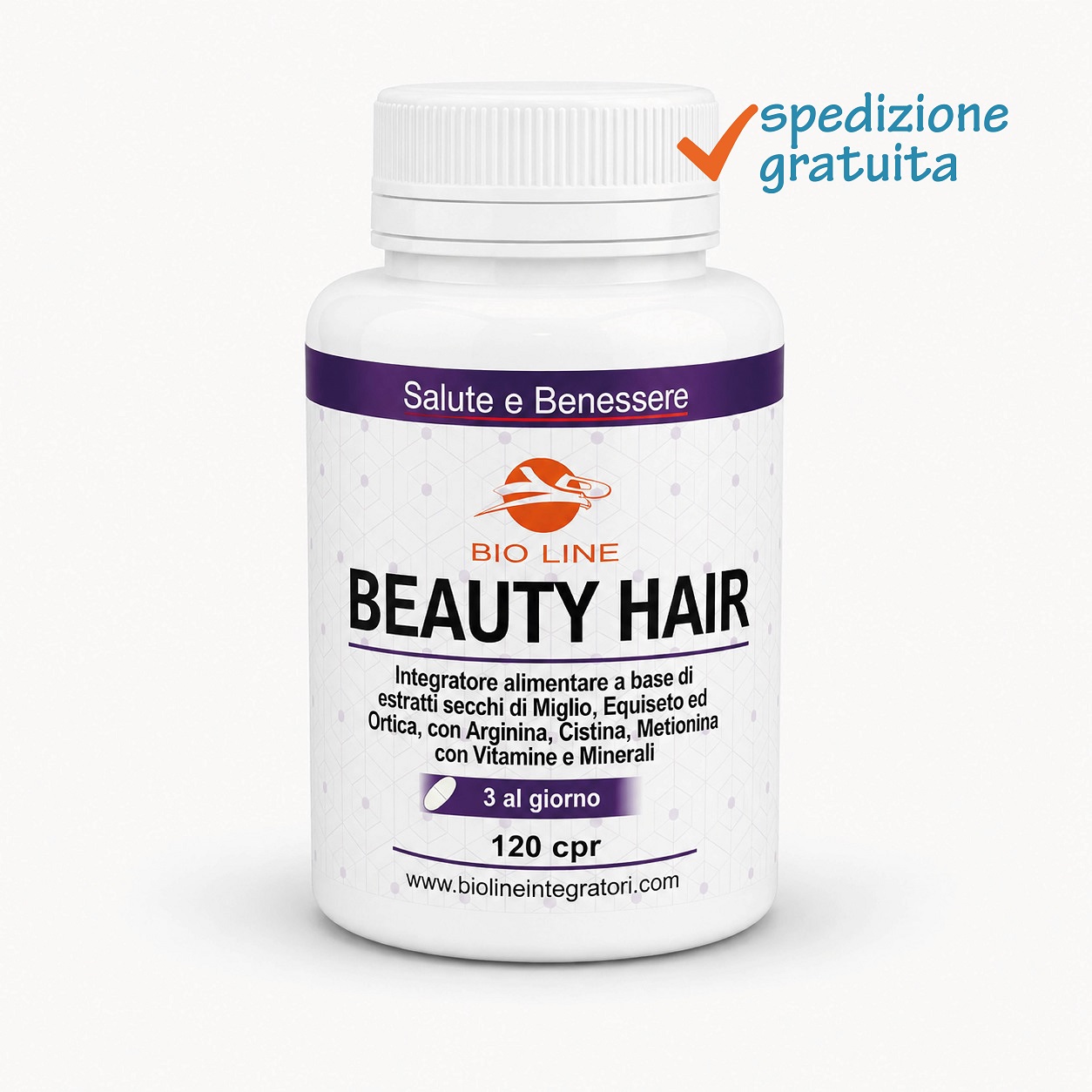 Beauty hair_120cpr_sg Beauty Hair - Integratore in compresse di estratti vegetali, aminoacidi, vitamine e minerali - Con sostanze utili per il benessere di capelli e unghie - immagine 1