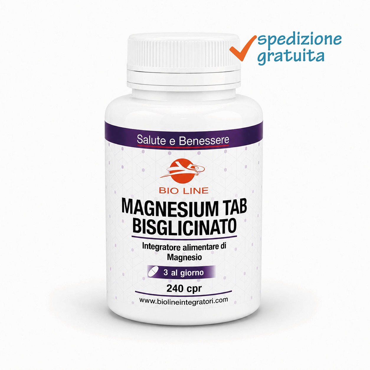 Magnesium tab bisglicinato_240cpr_sg Magnesium Tab Bisglicinato - Integratore di Magnesio - immagine 1