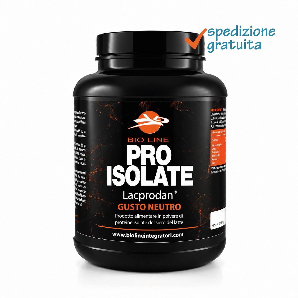 Pro isolate neutro_1Kg_sg Pro Isolate Neutro - Alimento in polvere di proteine isolate del latte (Lacprodan®) - Sostanza pura con lecitina - Rapida assimilazione - immagine 1