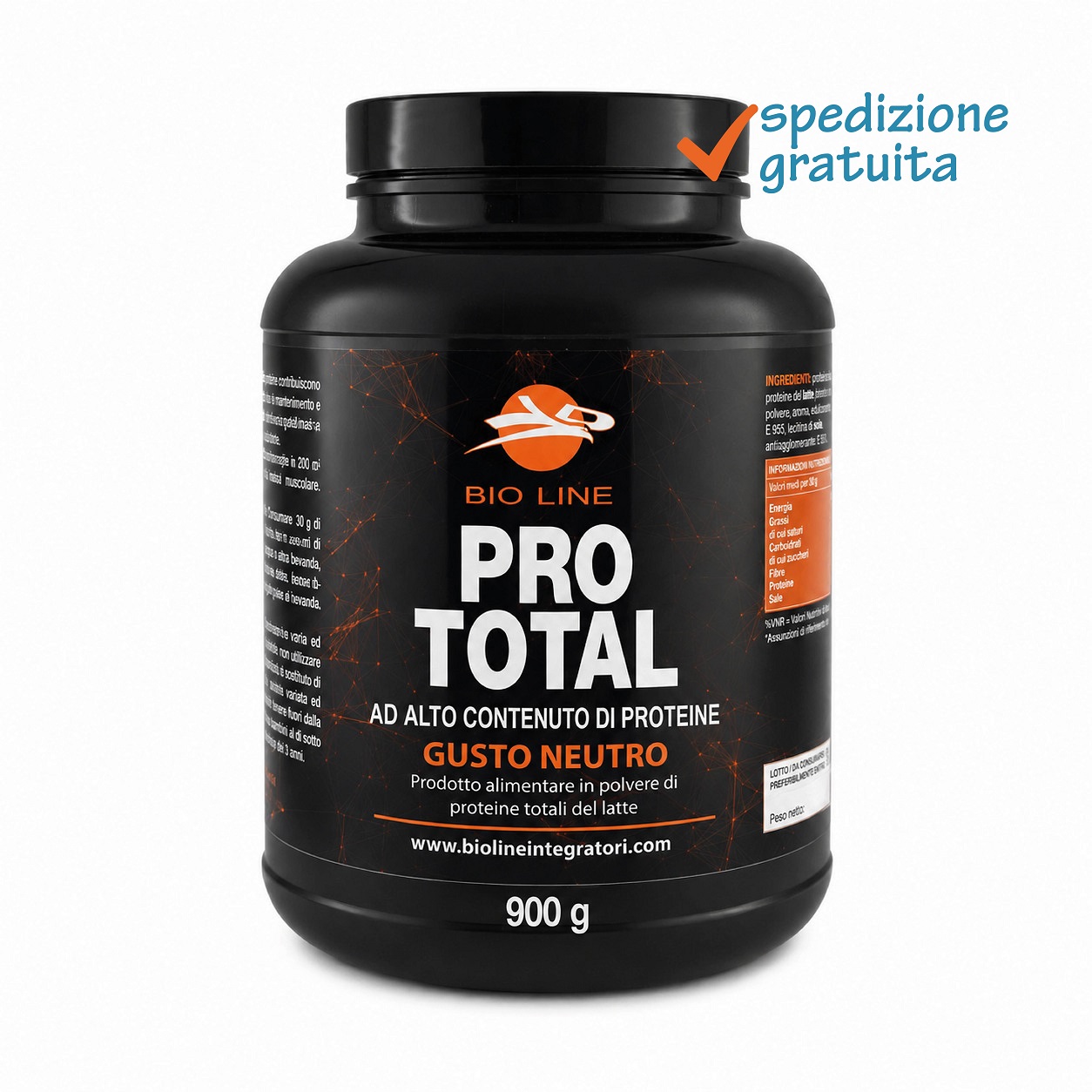 Pro total neutro_900g_sg Pro Total- Prodotto alimentare in polvere di proteine totali del latte - immagine 1