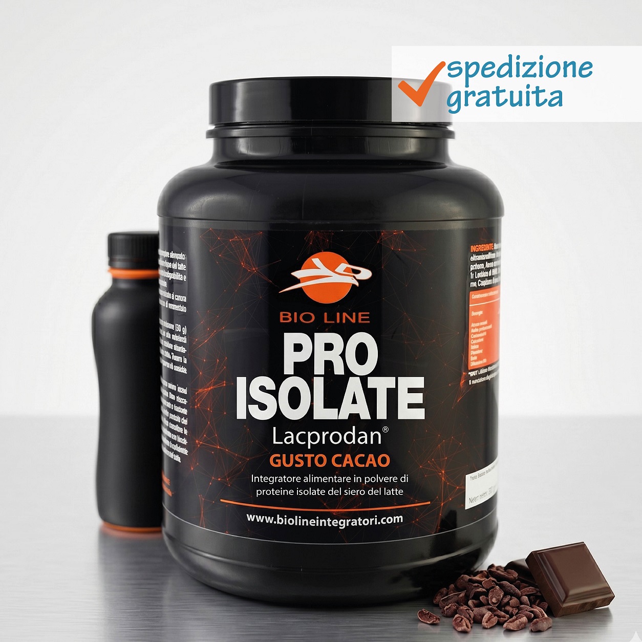Pro Isolate cacao_900g_sg Pro Isolate - Integratore in polvere di proteine isolate del latte (Lacprodan®) - Rapida assimilazione - immagine 1